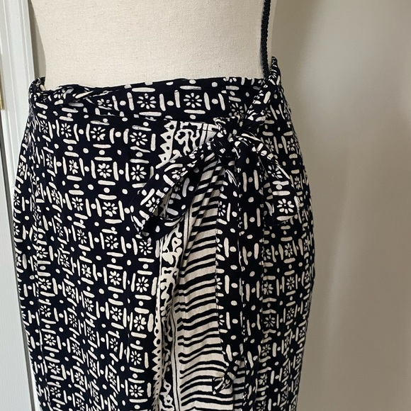 VINTAGE STYLEWORKS BLOCK PRINT ADJUSTABLE SARONG WRAP SKIRT - Picture 4 of 8